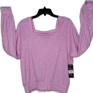 Wrangler Retro size L long sleeves square neckline women's mauve sweater blouse